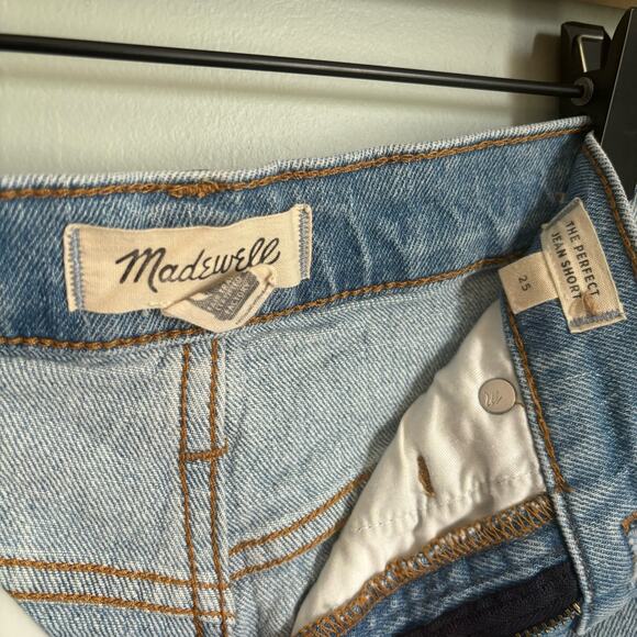 Madewell The Perfect Jean Short Light Wash Destroyed Stretch Size 25 - Picture 3 of 3